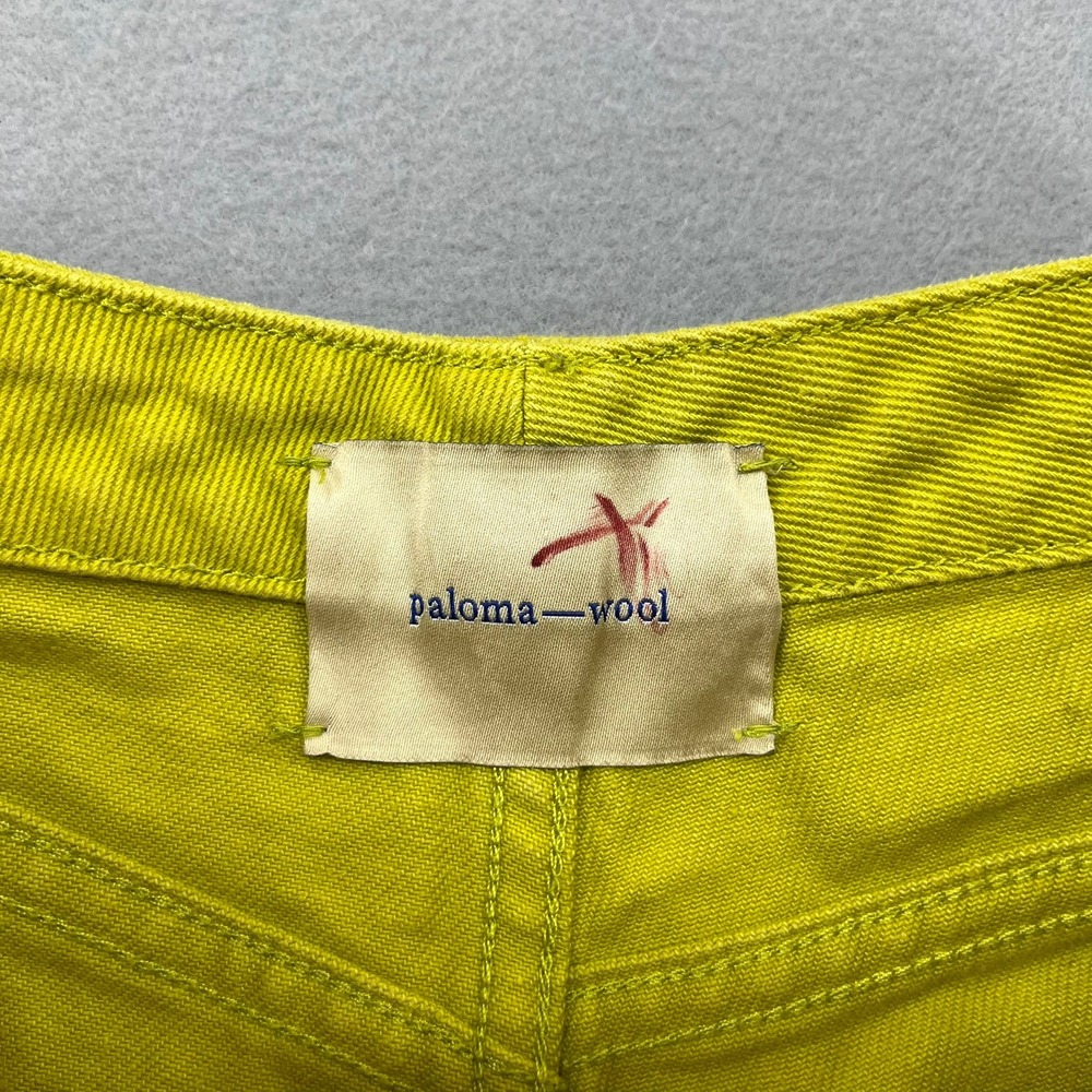 Paloma Wool Women Lime Green Tan Two Tone Colorblock Straight Leg Pants Size 36 - Picture 8 of 14